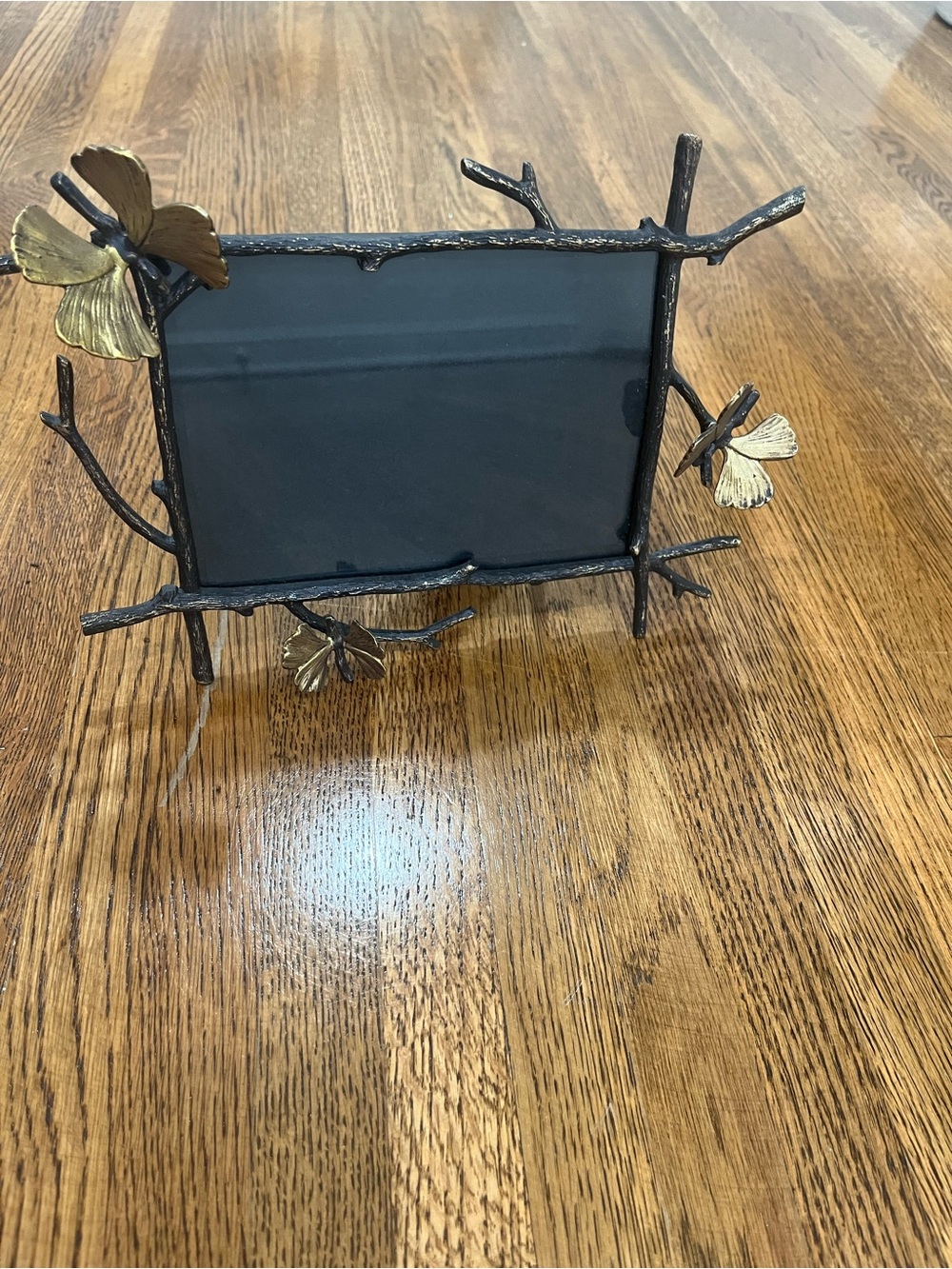 Michael Aram Decorative Black Twig Photo Frame with Gold Butterfly Accents